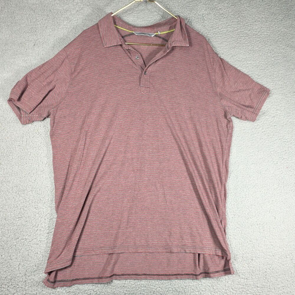 Tasc Polo Mens Size XXL Red Grey Stripe Golf Polo Bamboo